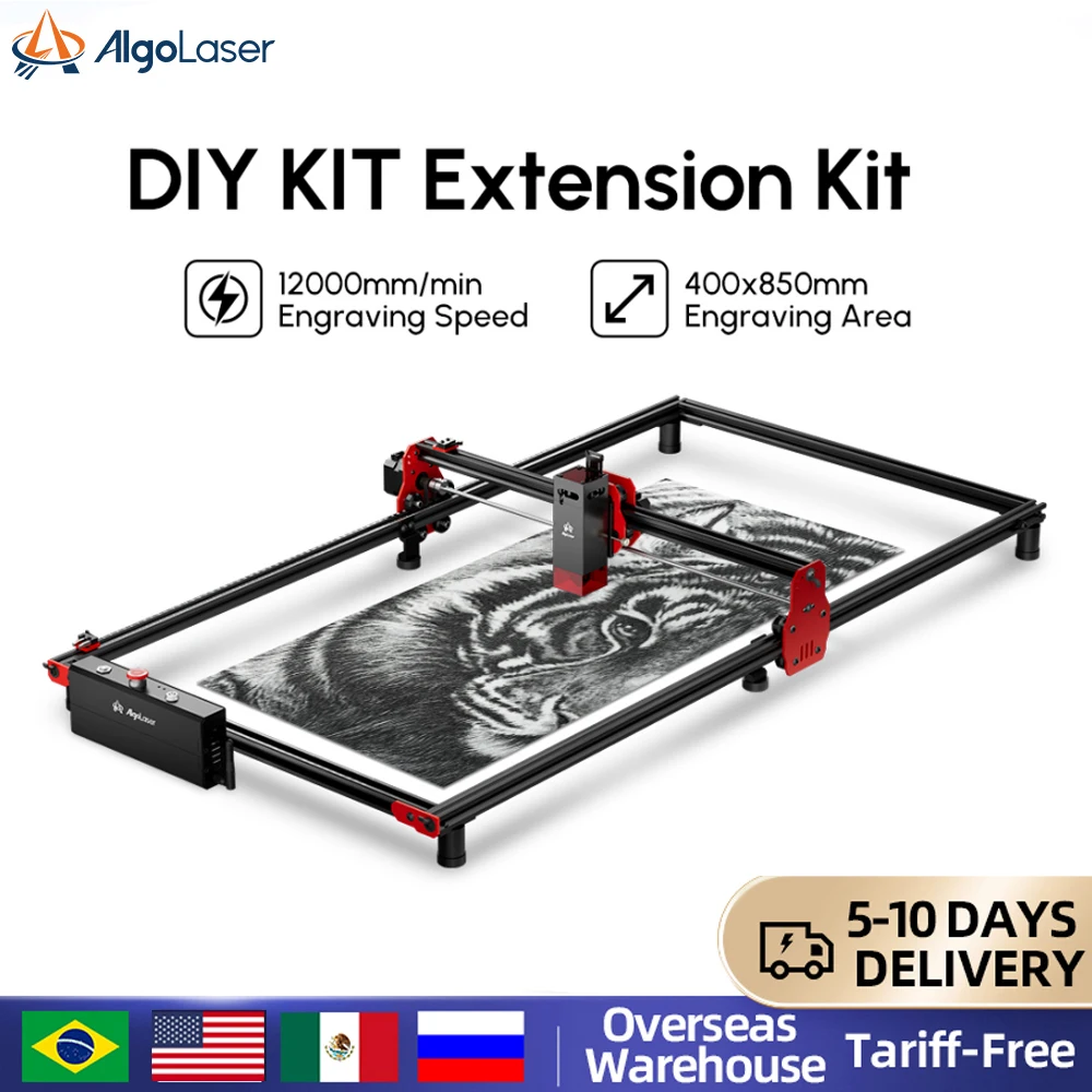 AlgoLaser DIY KIT 400X850MM Area Laser Engraver 10000mW Output Power App Offline Control DIY Engraver Tool for Metal/Glass/Wood