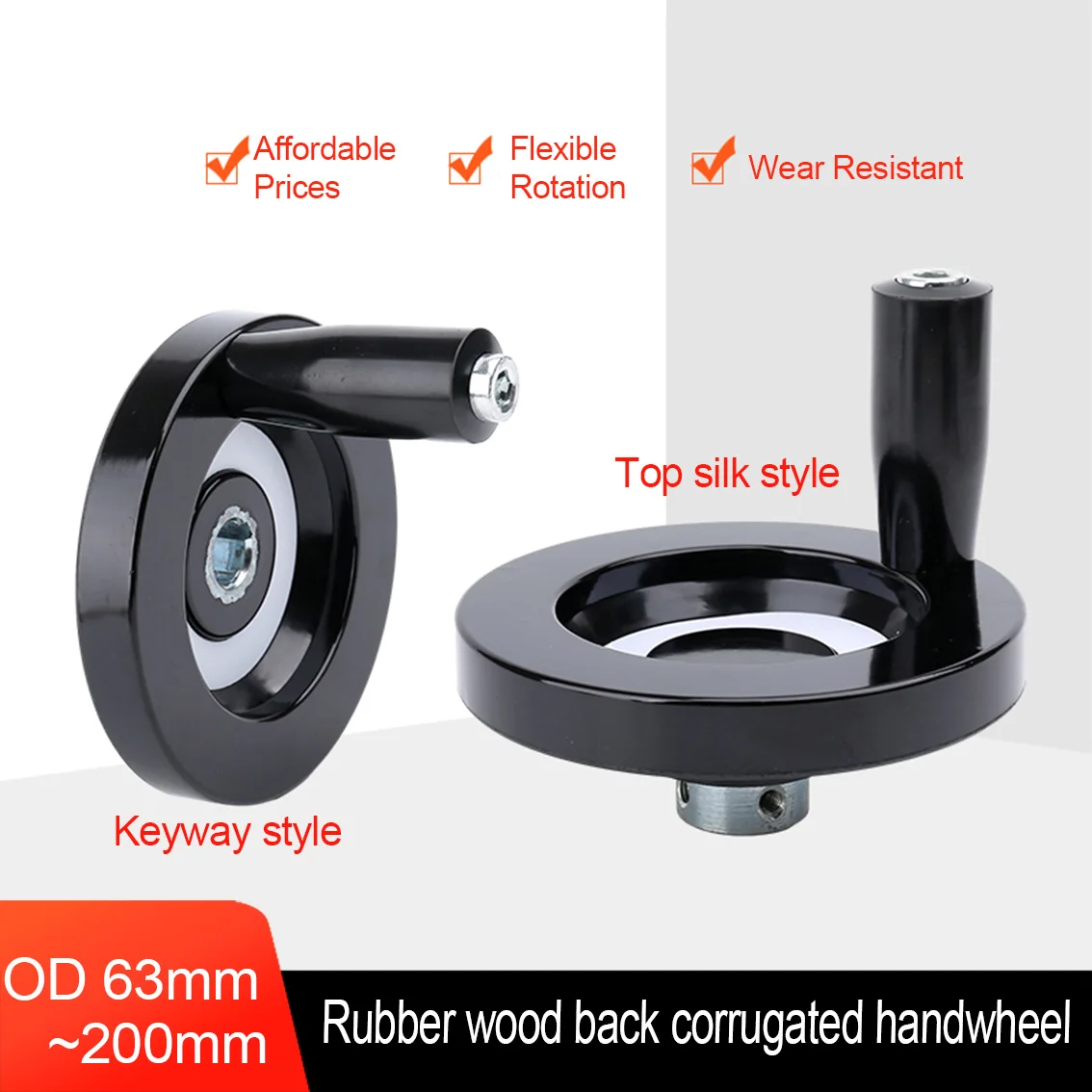 63/80/100/125/160/200mm Galvanizing Bakelite Hand Wheel Detachable Non Foldable Handle for Milling Machine Lathe CNC 3D Printer