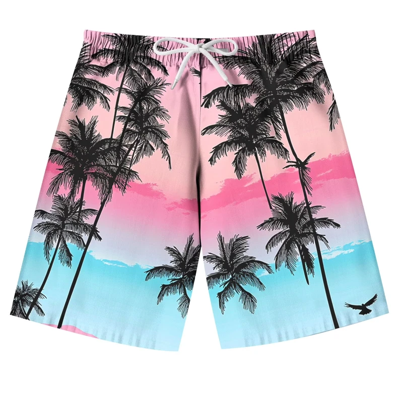 

Fashion Men Hawaiian Beach Shorts 3d Printed Plam Tree Graphic Men Surf Board Shorts Oversized Quick Dry Y2k Men Casaul Shorts