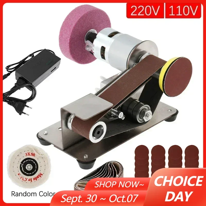 Mini Electric Belt Sander Multifunctional 7 Gears Adjustable Belt Polishing Grinder for Knife Sharpening DIY Grinding Power Tool