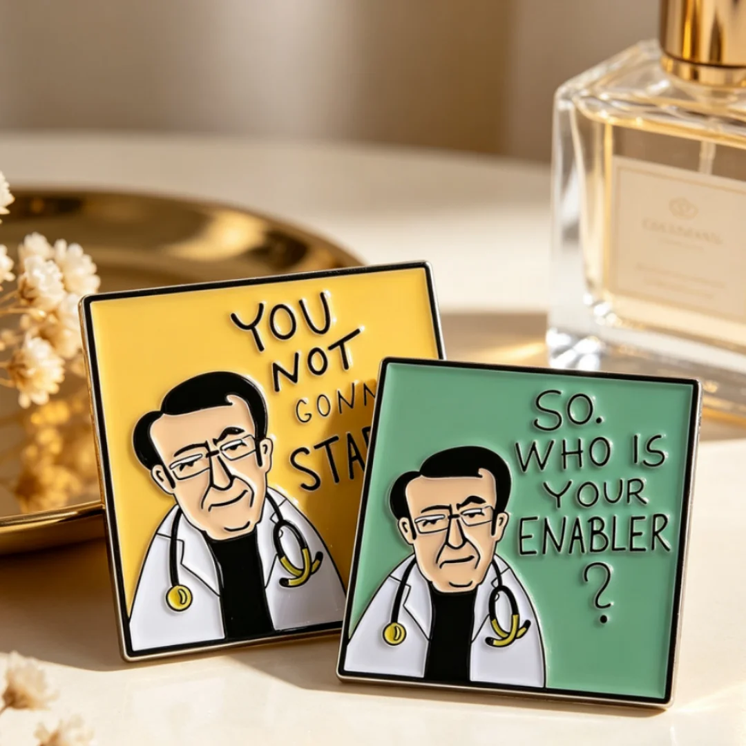 Funny Quote Doctor Enamel Brooch You Not Gonna Starve Cartoon Medical Doctor Lapel Pin Humor Badge Backpack Clothing JewelryGift