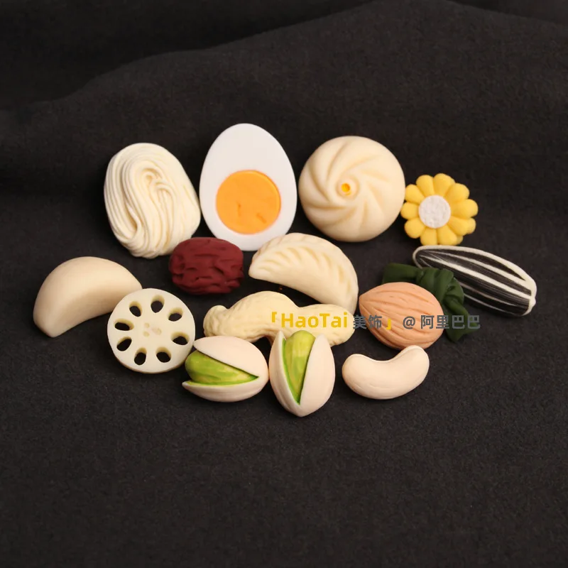 1PC Creative Cute Mini Melon Seeds Pistachios Cashew Nuts Resin Brooch Children Clothes Shoes Bag Backpack DIY Decor Accessories