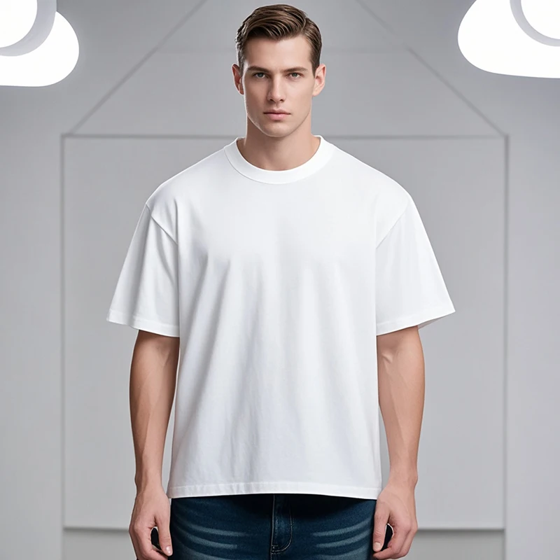 

Men Summer Oversized Boxy Fit T-Shirts Heavyweight 240 Gsm100% Cotton Fashion Loose Half Sleeve O-neck Sports T-Shirts Clothing