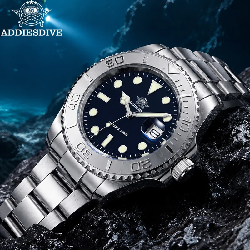 ADDIESDIVE Men's Watches Luxury 200m Diving Quartz Wristwatch Waterproof BGW9 Luminous 41mm Diver's Watch 316L Stainless Steel