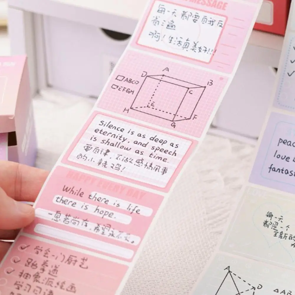 กระดาษโน้ตติดกาวพร้อมเทปแบบดึงออกบรรจุกล่องกระดาษโน้ต256แผ่นกาวแบบเต็มแผ่นพร้อมเทปดึงออกสำหรับจัดระเบียบ