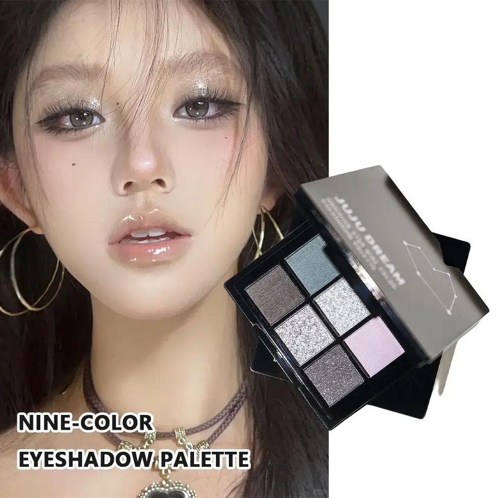 Smoked Eye Shadow Tray 9 Color True Black Dark Grey Pigment Cosmetics Basic Makeup Smoked Matte Flash Soft Gothic High Q4N0