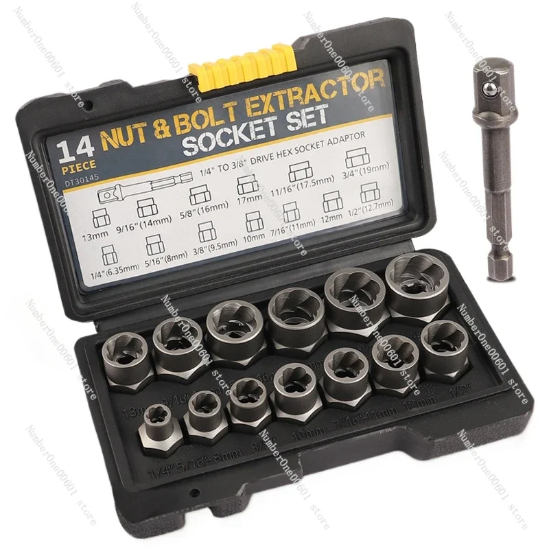 14pc 3/8 Inch Socket Set Damaged Impact Socket Tool Set Socket Set Nut And Bolt Extractor Impact Bolt & Nut Remover herramientas