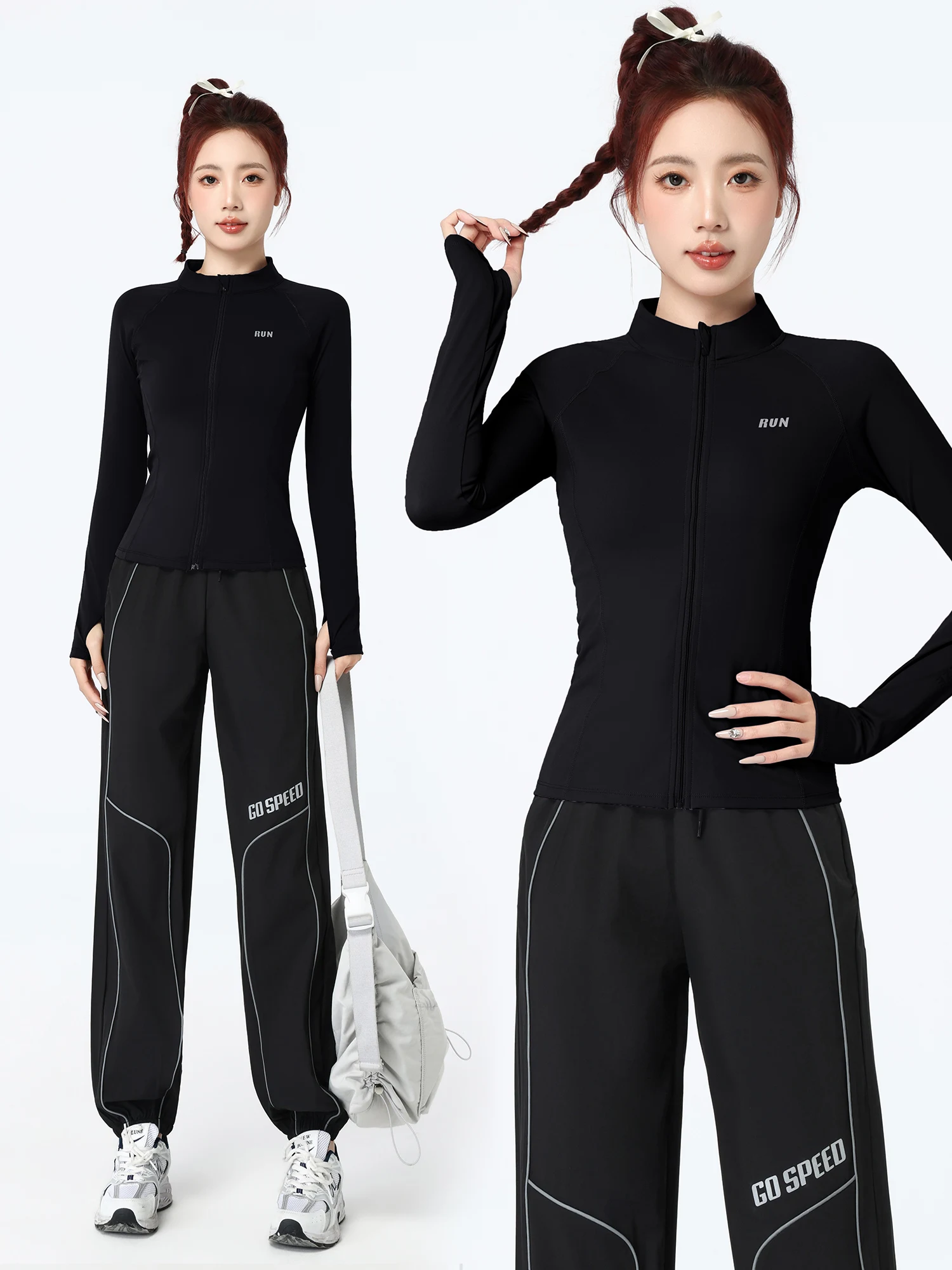 

Женский спортивный костюм для осени и зимы: комплект для бега, фитнеса и тренировок, облегающий, быстросохнущий, для активного отдыха и походов