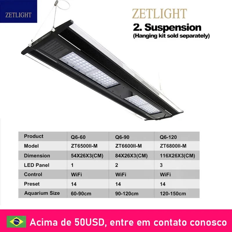 Lampa LED do akwarium Zetlight Q6 Qmaven, morskie światło koralowe, zbiornik morski, wschód i zachód słońca, Wi-Fi, Q6