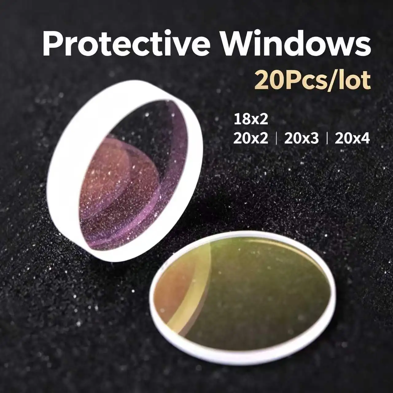 20Pcs/lot Laser Protective Windows 18x2 20x2 20x3 20x4mm Double-sided Coating Laser Protective Lenses for Laser Cutting Head