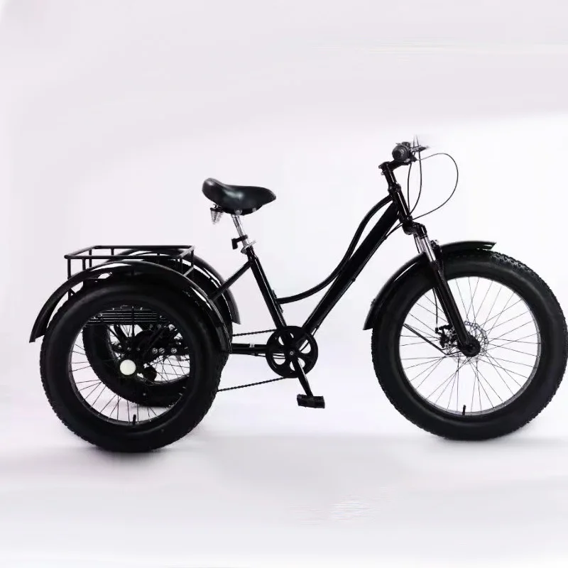 New pedal freight tricycle 24 inch fat tire bicycle, snow tricycle adult and elderly