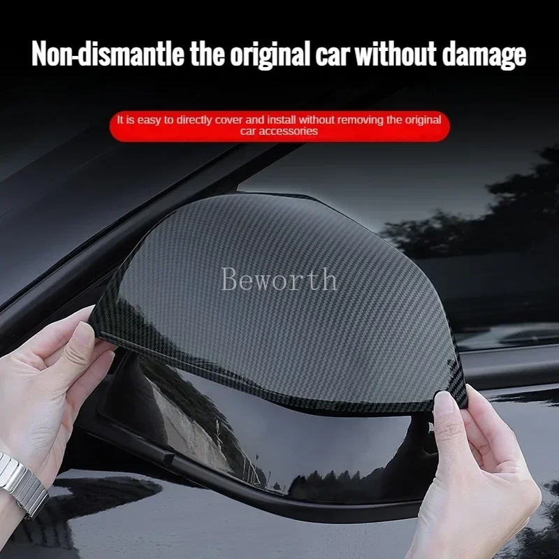 For Tesla Model 3 Highland 2024 Rear View Mirror Protective Cover Carbon Fiber ABS Rearviews Auto Parts New Model3 Accessories