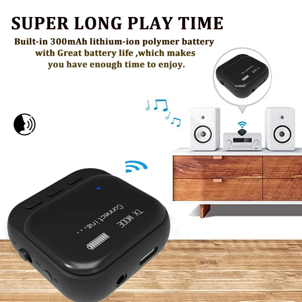 2 IN 1 Bluetooth 5.2 Audio Transmitter Receiver AUX aptX Adaptive LL HD Wireless Adapter For TV PC Car