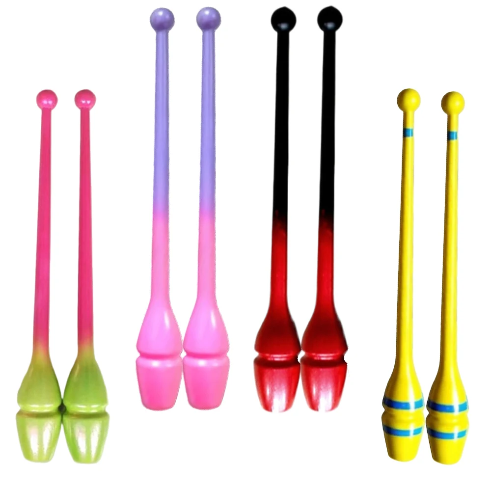 Two Tone Whole Rubber Anti-Slip Gymnastic Clubs Junior Training Dancing Stick Insertable Clubs 45cm/17.7Inch