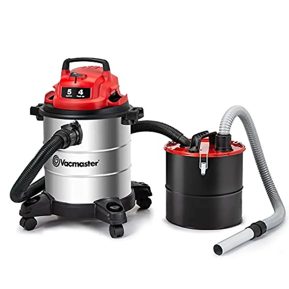 

VOC508S 1102 Stainless Steel Wet Dry Shop Vacuum Ash Tank Combo High Power Motor Caster Design Easy Clean 5 Gallon 3 Gallon Ash