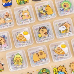 30Pcs/Box Capybara Cute Cartoon Pattern Mini Sticker Transparent Hand Tent Luggage Storage Box Sticker