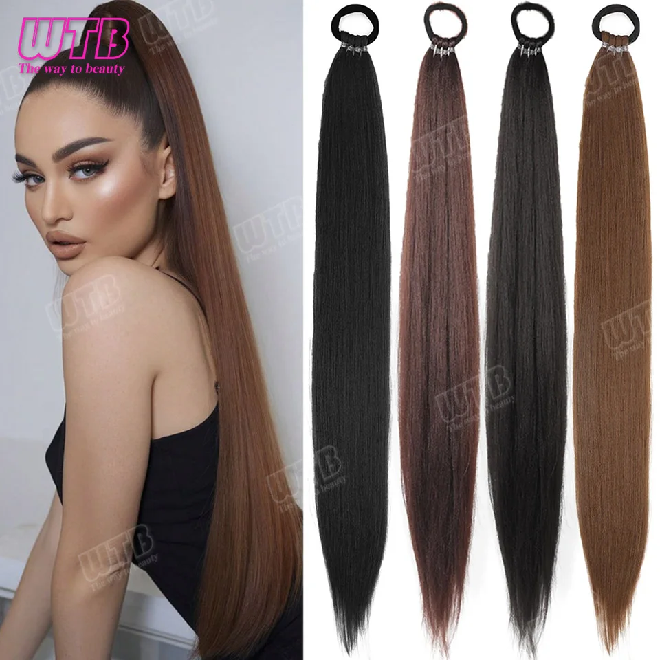 Braid DIY Ponytail Hair Extension Synthetic Hair with Hair Band Wrap Hair Extension Pony Tail Rubber Band 28 inch