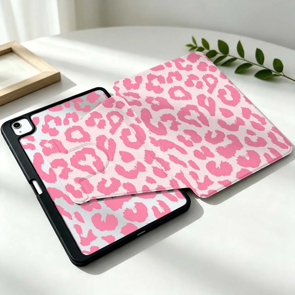 Artistic Pink Cheetah Print For Samsung Galaxy Tab S11 S10 S9 S8 A11 FE Plus Ultra 360° Rotation Stylus Storage Tablet Case