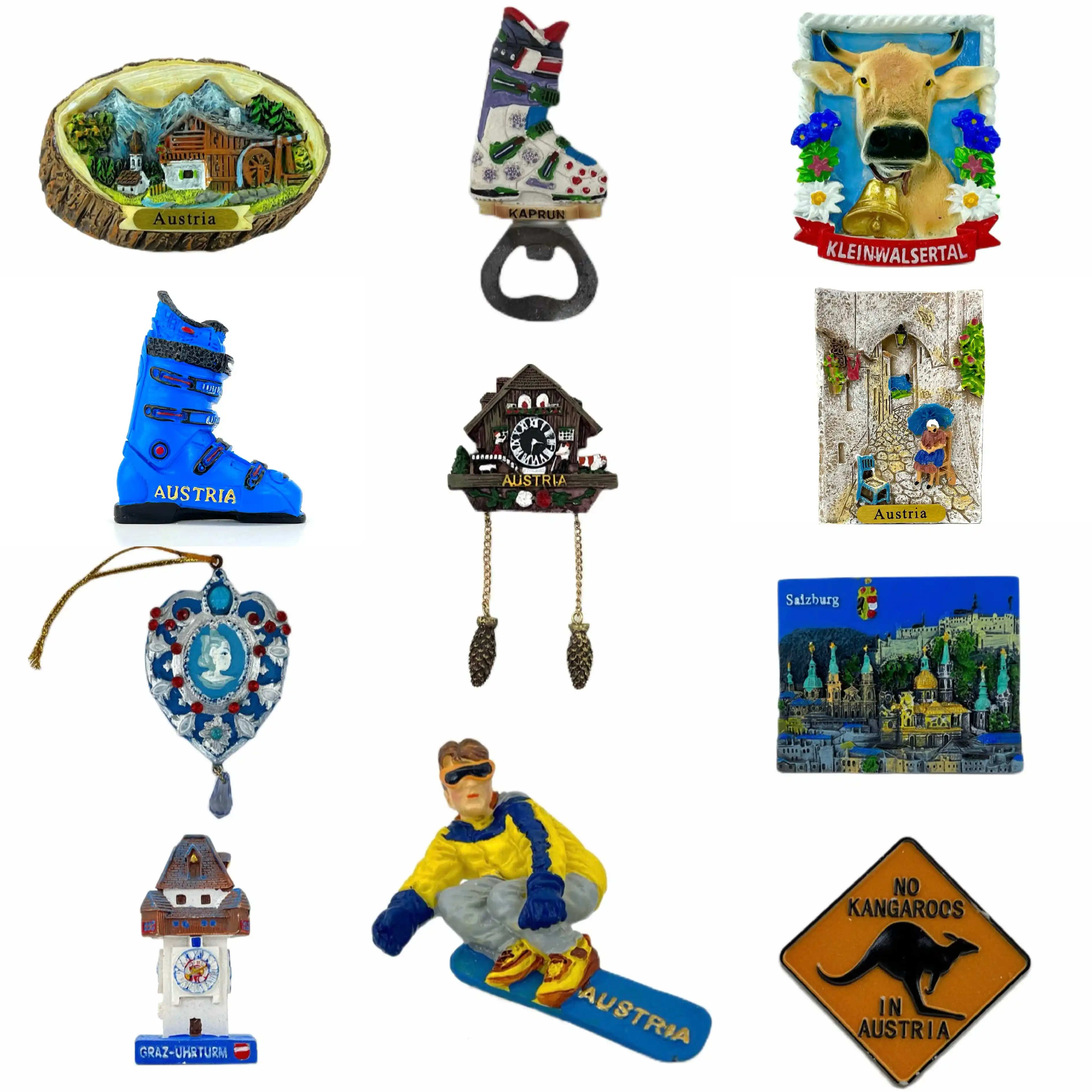 

Austria Fridge Magnets Ischgl Ski Resort Linvasat Wooden Cuckoo Clock Travel Memorial Magnetic Refrigerator Stickers Gift