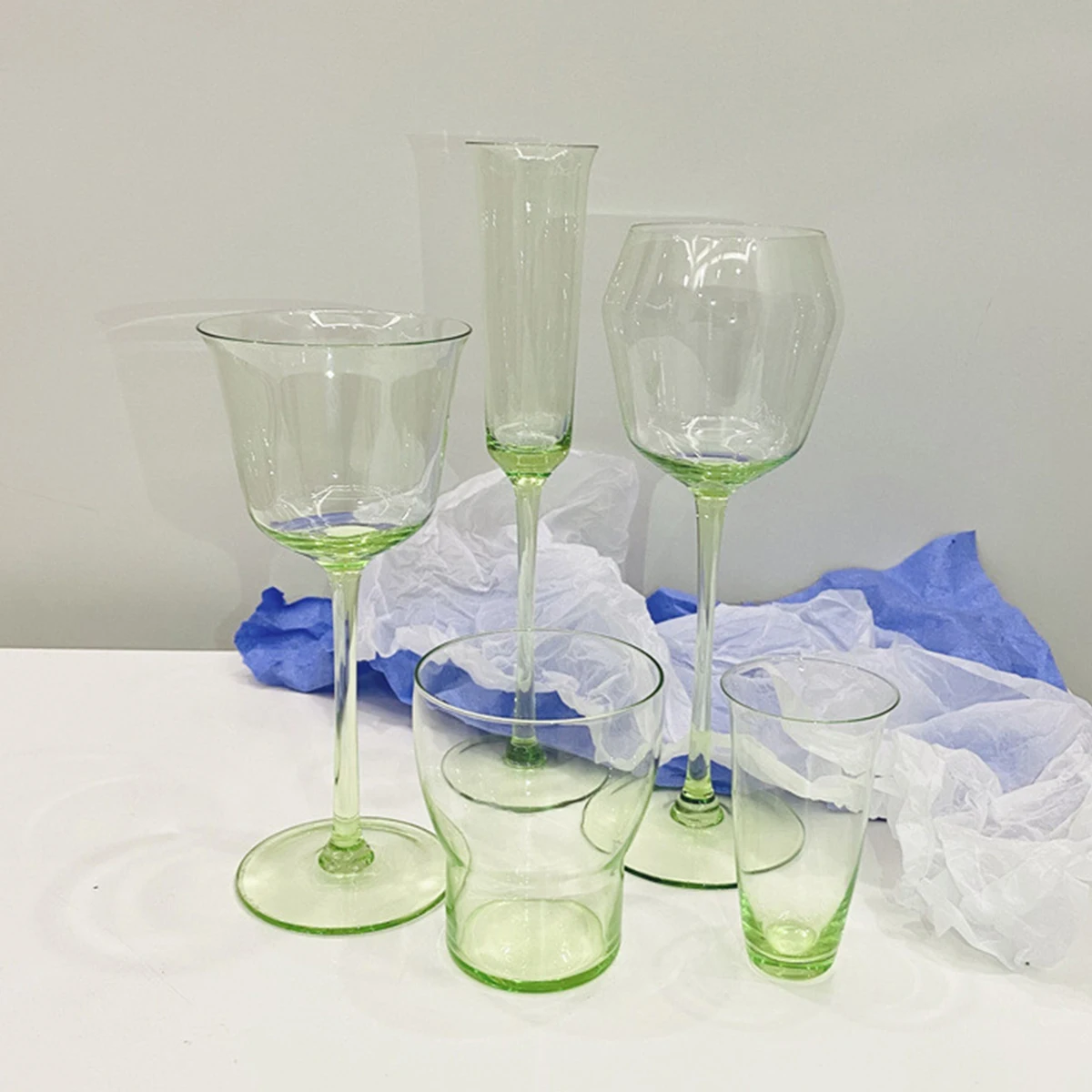 (Can Engrave Logo) 100/200/280ML Green Crystal Red Wine Glass, Party Champagne Cup, Wine Tasting Glass, Cocktail Cup, Bar Goblet