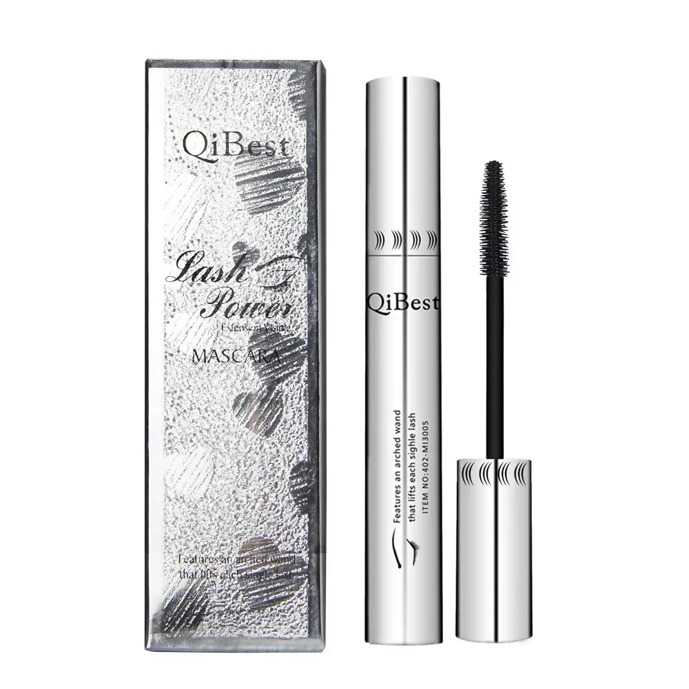 Qibest Silver Tube Mascara Impermeabile Ciglia nere lunghe e arricciate Facile rimozione Nessun vertigini Everlastingly duraturo