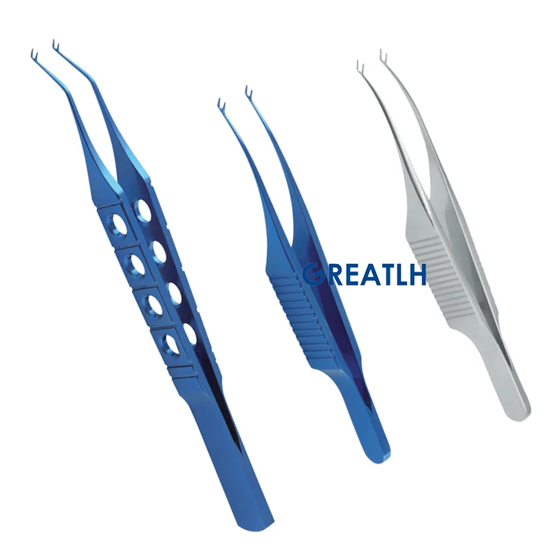 Polack Corneal Suturing Forceps Tweezers Curved Angle Shafts Ophthalmic Surgery Instrument