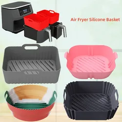 21cm Air Fryers Oven Baking Tray Fried Chicken Basket Mat AirFryer Silicone Pot Round Replacemen Grill Pan Accessories Tool