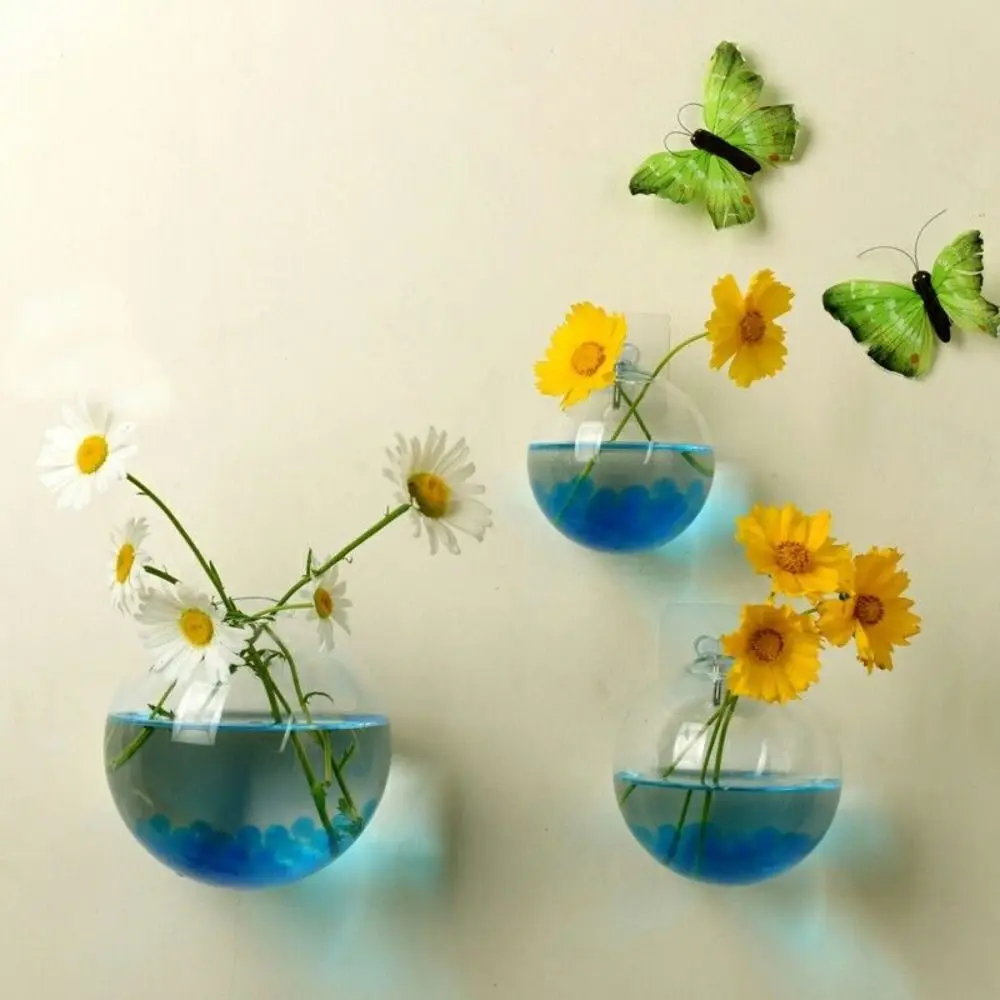 Durable Balcony Wall Mounted Vase Unique Creative Glass Handicraft Transparent Plant Container