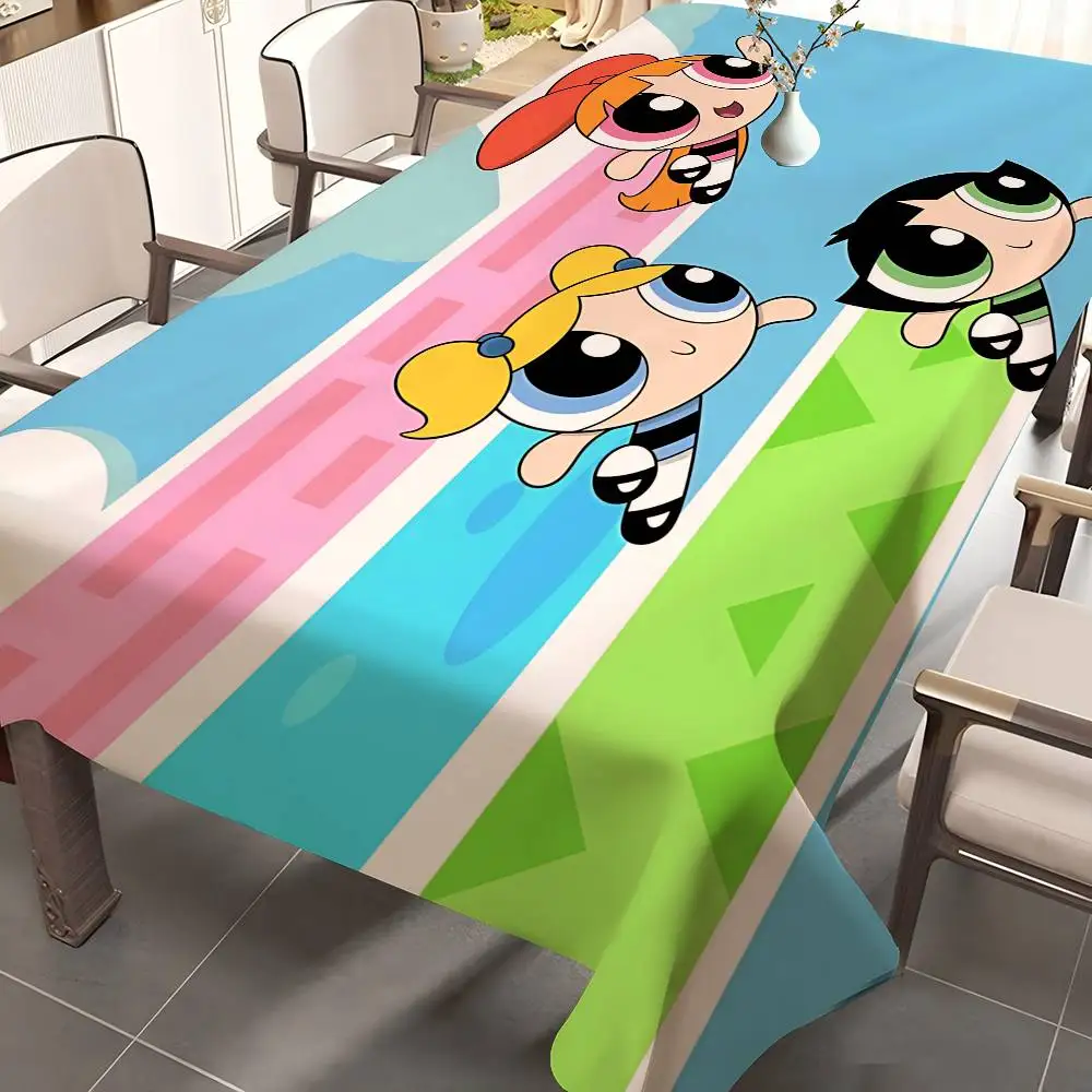 Classic Children Animation P-Powerpuff G-Girls Waterproof And Oil-proof Tablecloth Bedside Table Dustproof Decorative Cloth