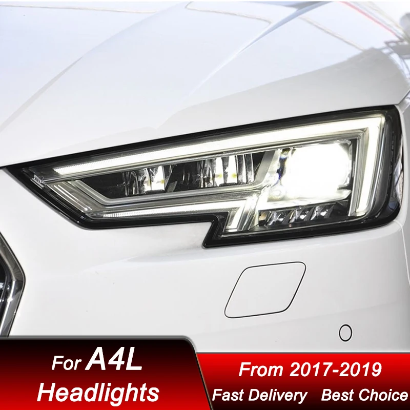 

Поп-автомобильные фары для Audi A4L A4 2017-2019, новый стиль, полностью светодиодные фары в сборе, обновленный комплект аксессуаров для линз проектора
