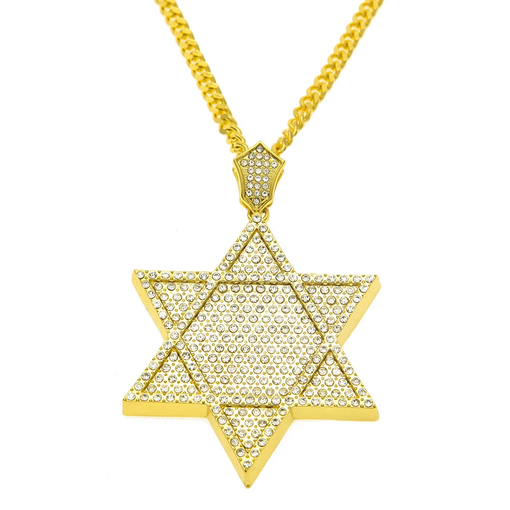 

Hip Hop Hexagrame Star Of David Necklace For Women/Men Judaica Israel Jewelry