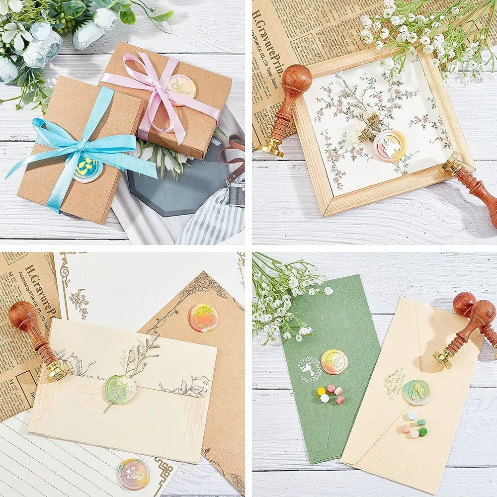 Valentine's Day Theme Patterns Wax Seal Stamps Removable Round Brass Stamp Heads for Decorating Wedding Parties,Invitations Card