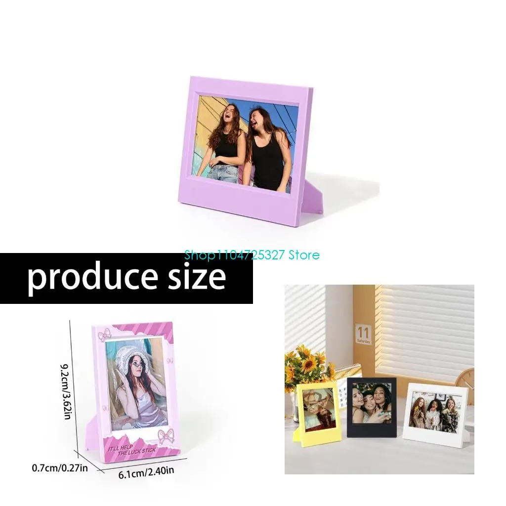 D8KF Resin Mini Photo Holder 5Inch Compacts 6 Color Option Stable Back Support Stand