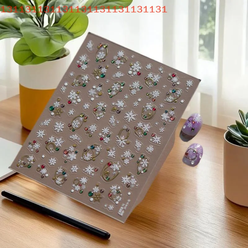 جميلة عيد الميلاد نمط نابضة بالحياة البولكا نقطة الثلج مسمار ملصقات فنية المرأة مسمار الفن طباعة تنقش ملصقات لهجات الأظافر الموسمية #2