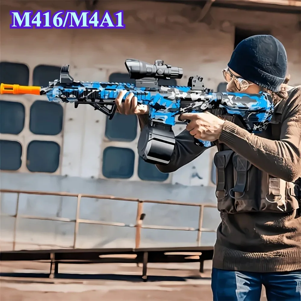 M416 bola elétrica blaster modo manual/automático arma de brinquedo adequado jogos de tiro ao ar livre para crianças halloween, presentes de natal