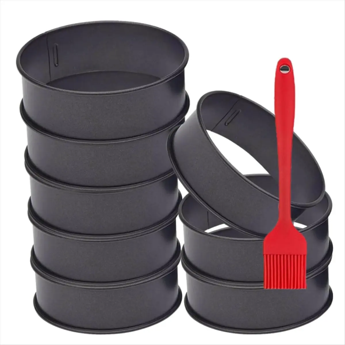 HITL 8 Pack Stainless Steel English Muffin Rings 4 Inch Crumpet Rings Nonstick Pastry Ring Mold,Egg Rings for Frying Egg