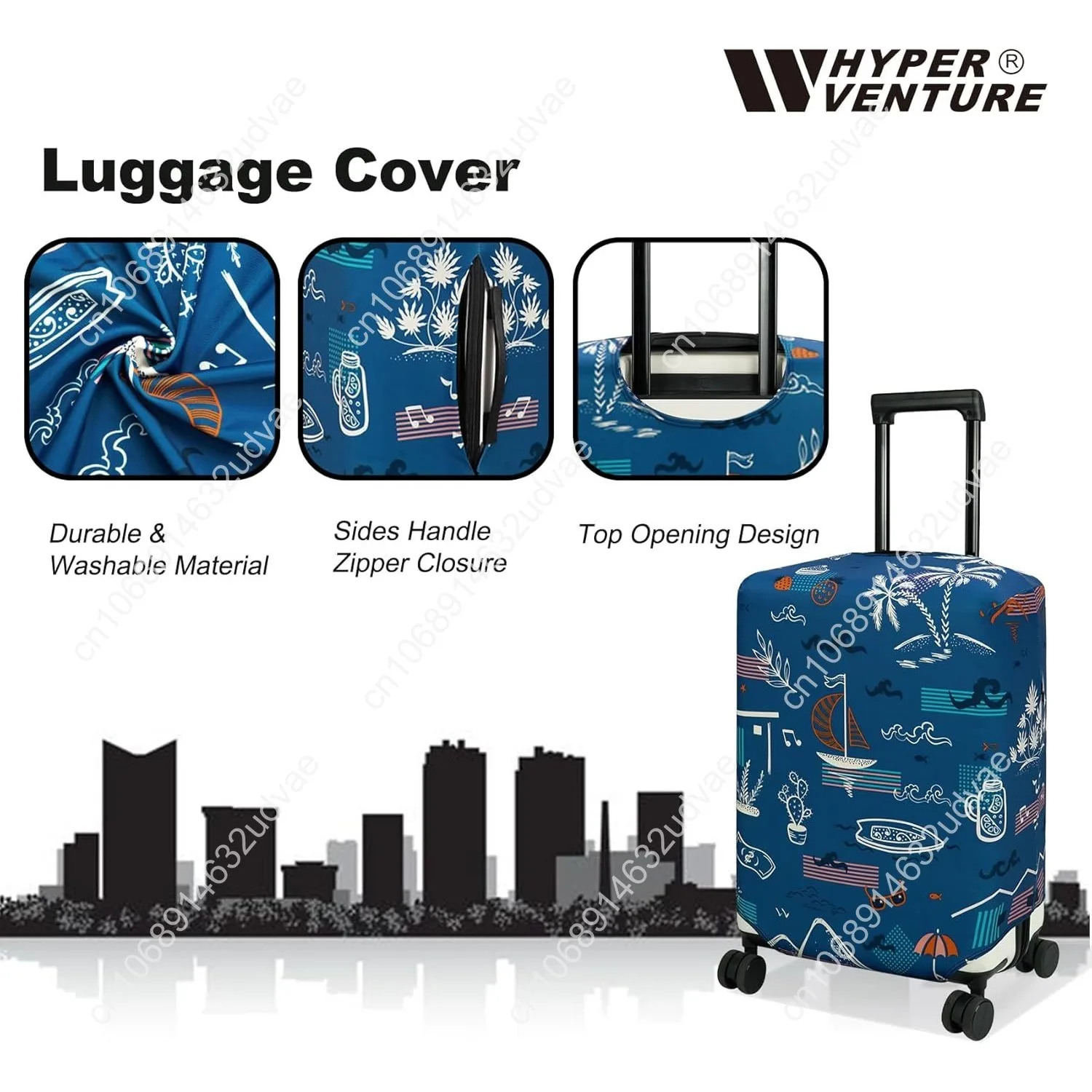 Capa de bagagem lavável – Protetor de mala da moda para bagagem de 27 a 30 polegadas (Hawaii Beach, L)