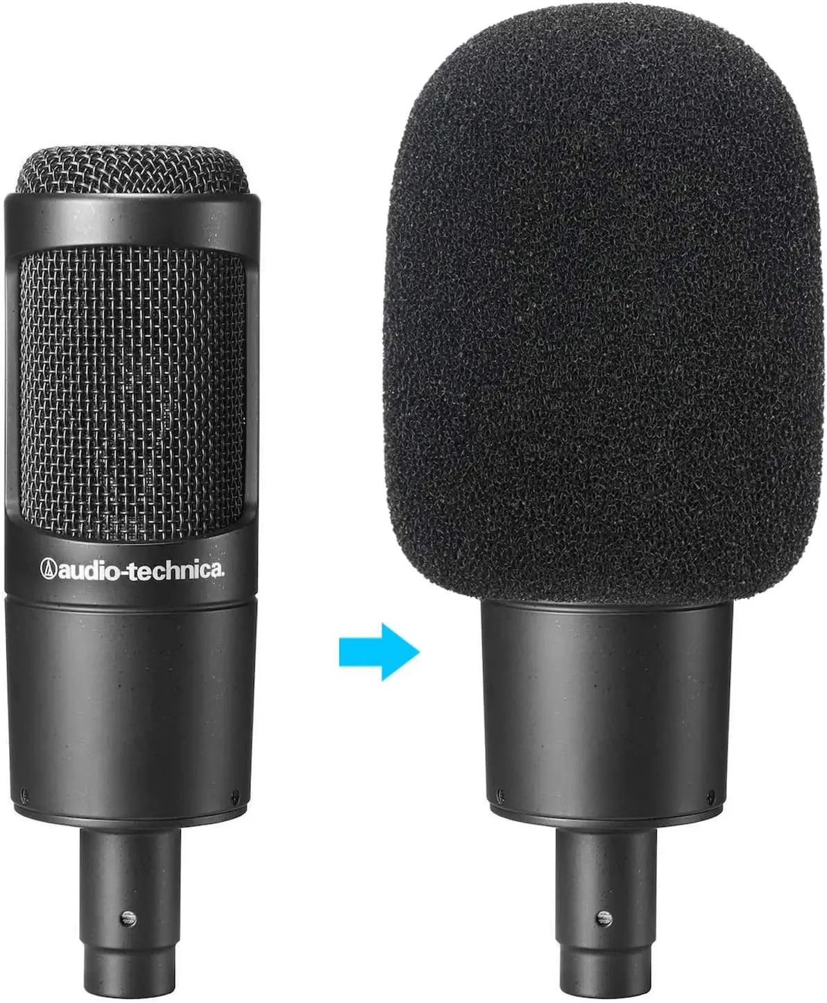 AT2020 Pop Filter Foam Cover - Large Mic Windscreen for AT2020 AT2020USB+ AT2035 Condenser Microphone to Blocks Out Plosives