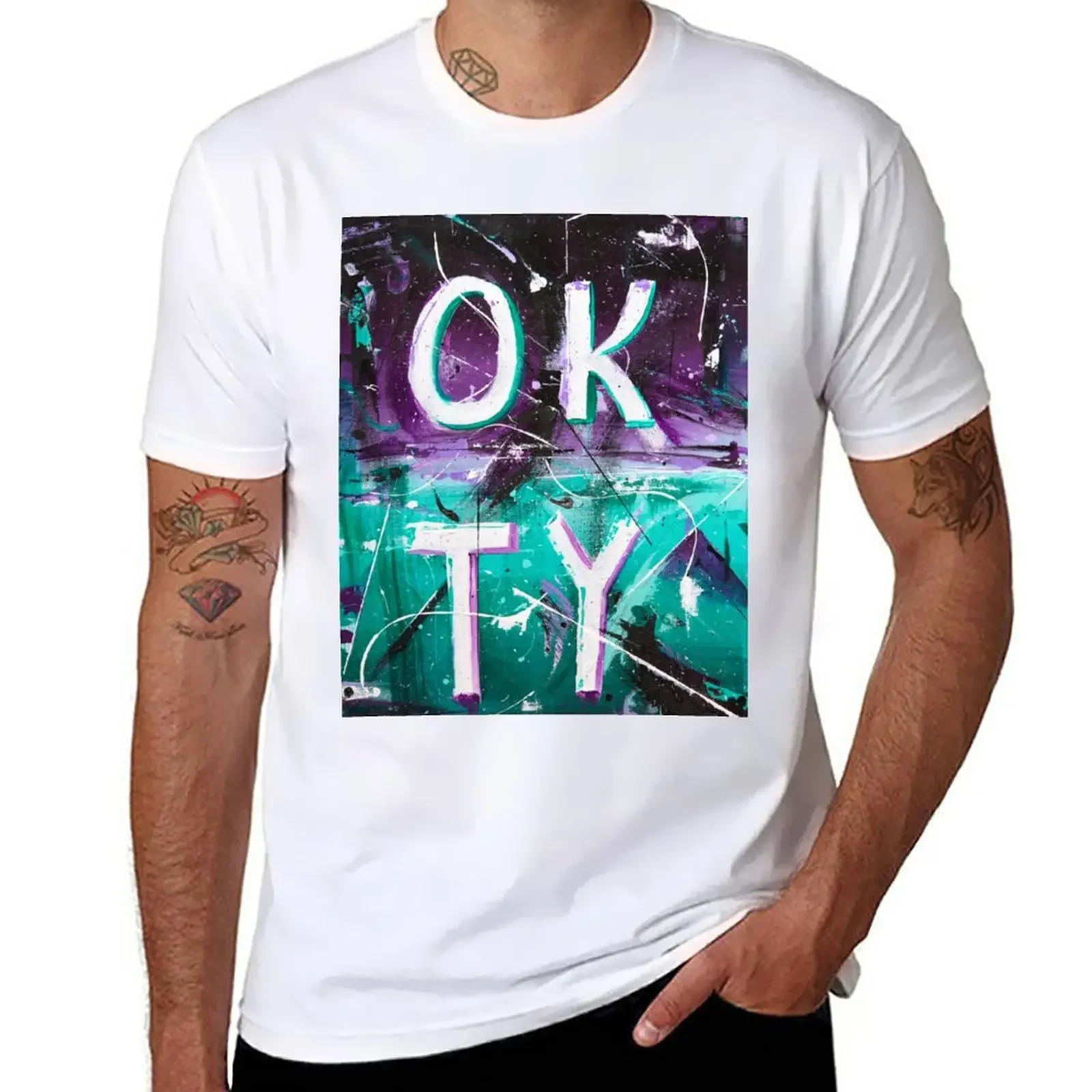 

OKTY Art by Rin T-Shirt Short sleeve tee shirts graphic tees black t shirts for men