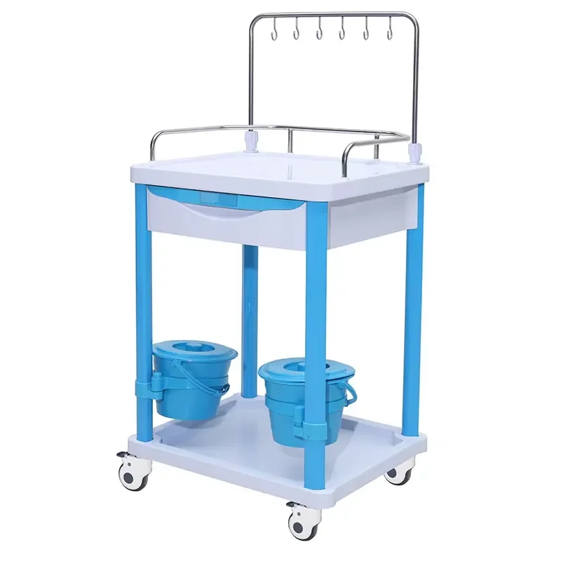 Mobile Hospital Infusion Trolley Stainless Steel Medical Treatment Cart With IV Pole Stand For Clinic Emergency Room