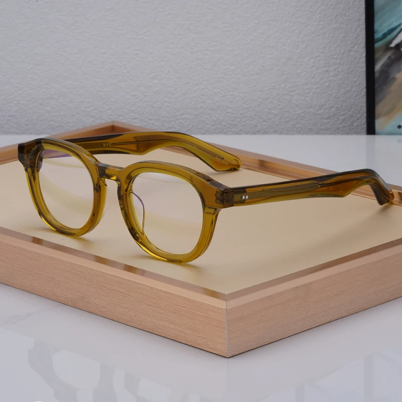 High Quality Acetate Johnny Depp DAHVEN Eyeglasses Frames For Men Women Tortoise Black Glasses Designer Vintage Glasses Frame