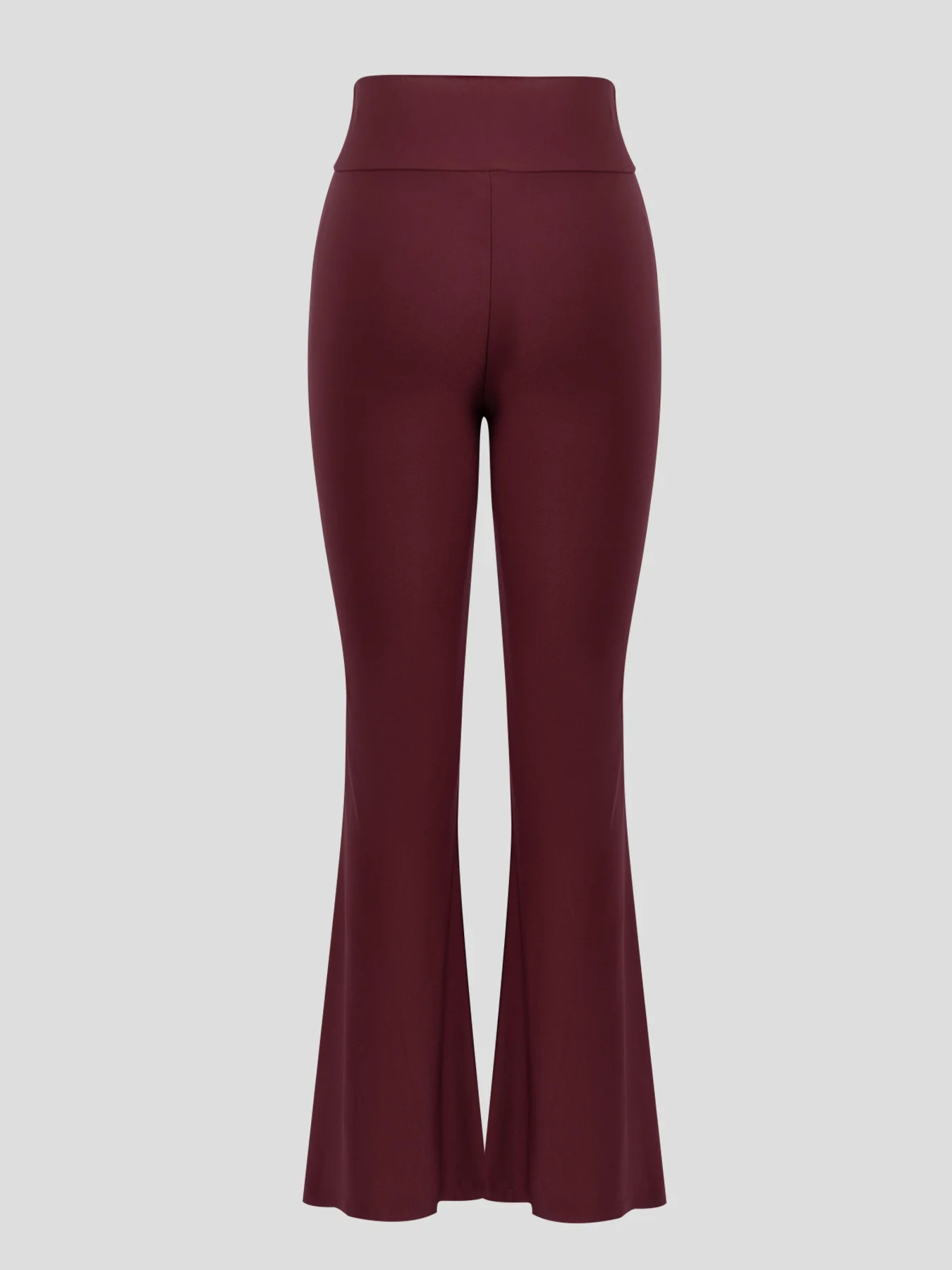 Elegante burgunderrote High-Waist-Schlaghose - Dehnbare Hose mit Nahtdetails und schmaler Passform, für Büroarbeit, tägliche Streetwear und Freizeitoutfits. – Detail 8