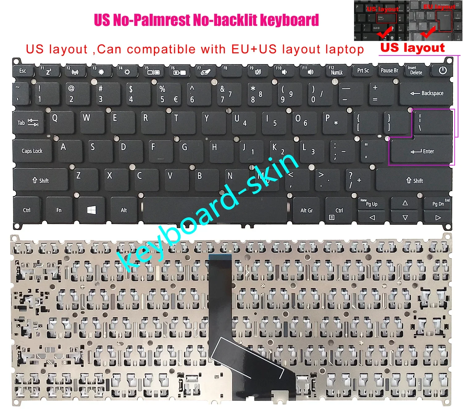 New US No-backlit Keyboard for Acer Swift 3 SF313-51 ,SF314-42 ,SF314-58 -57 -59 , Swift 5 SF514-53 -52 -54 -55 laptop