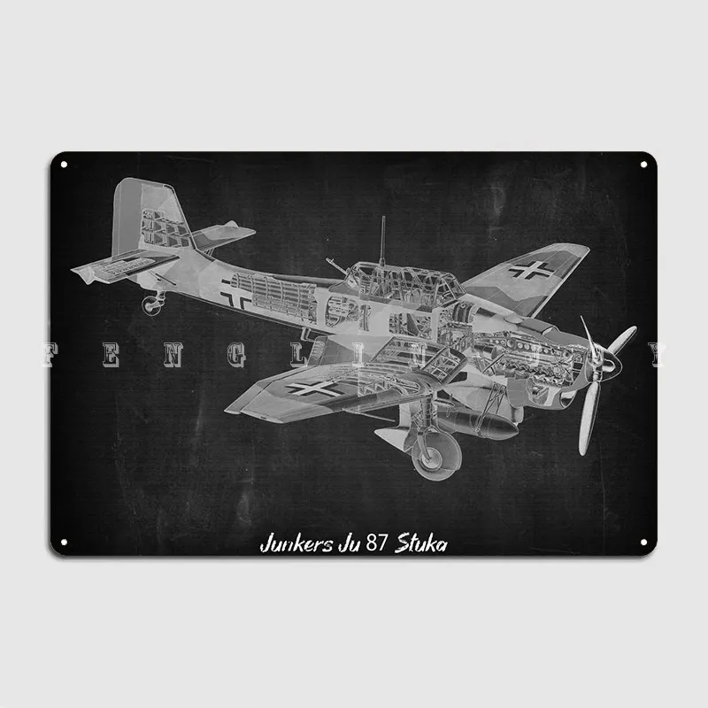 Junkers Ju 87 Stuka Metal Sign Wall Cave Mural Designing Poster Tin Sign Posters