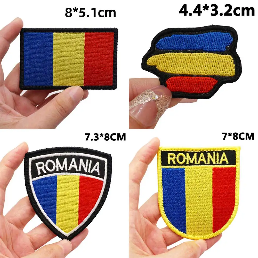 Romania flag Tactical Embroidery Patches for Backpacks and Clothing military Accessories with Hook backing or iron back