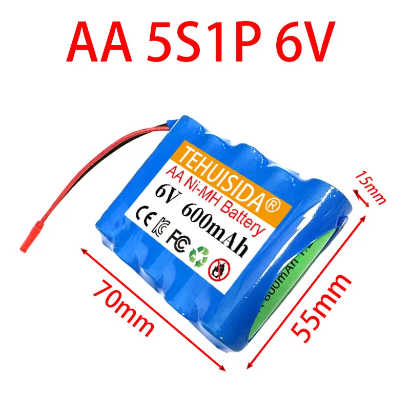 5S1P 6V 4S1P 4.8V Ni-MH بطارية قابلة للشحن 600mAh AA للأدوات الإلكترونية LED قسط الشعلة قوة البنك JST التوصيل أو SM