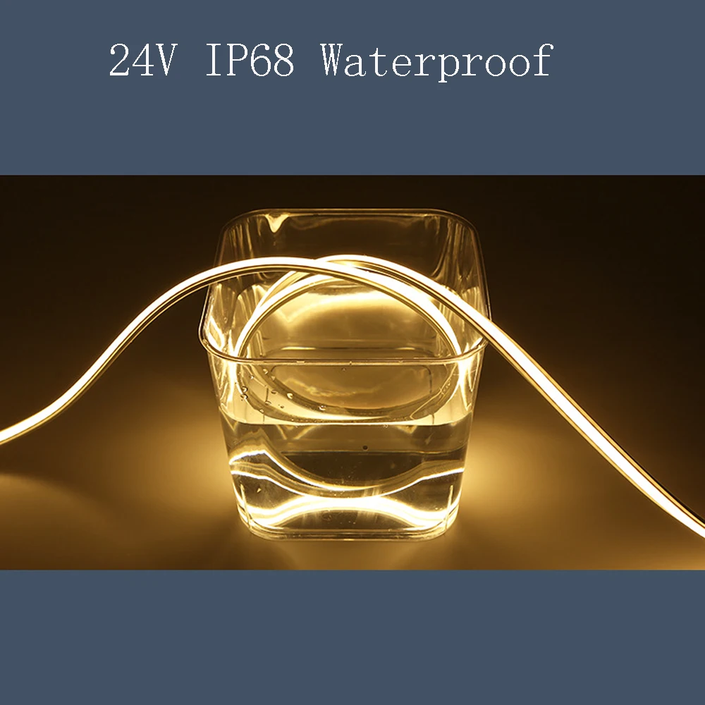 

5M IP68 24V FCOB Светодиодные ленты CRI 90+ Водонепроницаемые 288LEDs/m Ультра яркие для коммерческого домашнего рабочего освещения 3000K 4000K 6000K