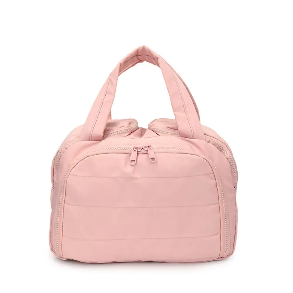 Kawaii Solid Color Cosmetic Bag Cotton Large Capacity Portable Toiletry Bag Anti-splash Water Printed Pouch for Make Up Kit