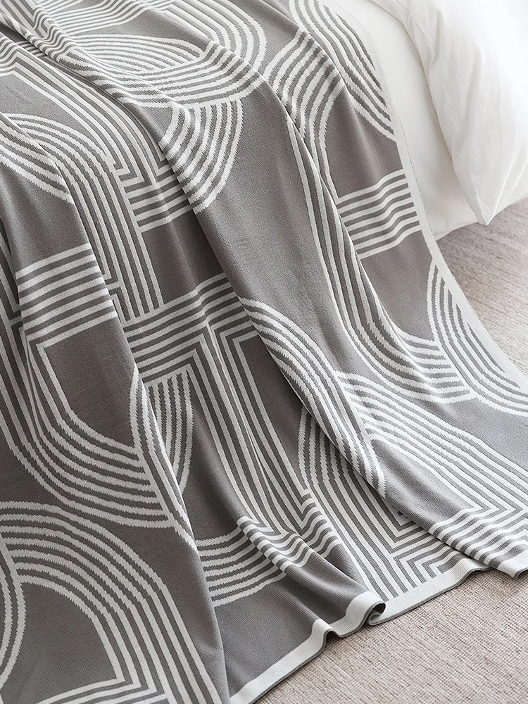 Nordic Geometric Knitted Blanket for Beds Modern Simplicity Sofa Cover Luxury Throw Blanket Home Decor Bed End Towel Soft Shawl
