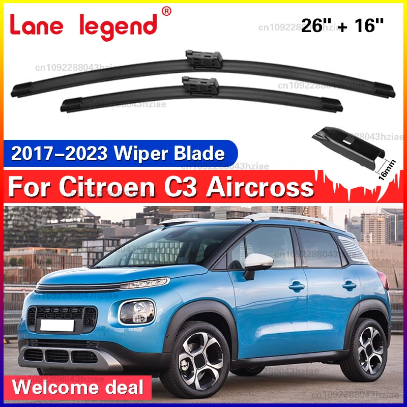 Auto Scheibenwischerblätter, passend für Citroen C3 Aircross 2017–2023, Wischerblätter, weiches Gummi, Auto-Frontscheibe 2018 2019 2020